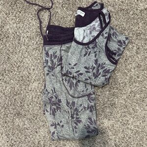 Karen Neuburger Gray and Purple Leaf Pajama Set